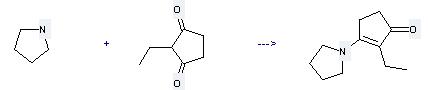 2-Ethyl-1,3-cyclopentanedione can be used to produce 2-ethyl-3-pyrrolidin-1-yl-cyclopent-2-enone by heating